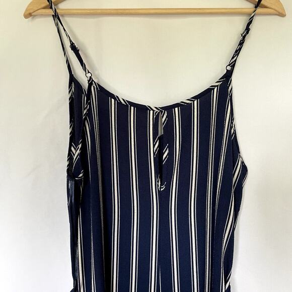 Ambiance Navy Blue White Striped Jumpsuit - Women's Large - Picture 9 of 10
